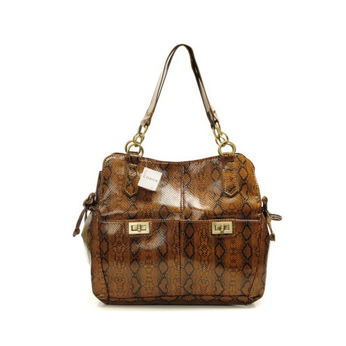 Coach Embossed Lock Medium Brown Totes DYH | Coach Outlet Canada - Click Image to Close